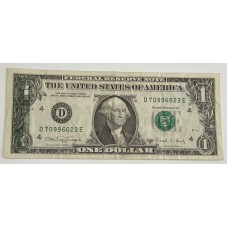 UNITED STATES OF AMERICA 1988 . ONE 1 DOLLAR BANKNOTE . ERROR . WET INK TRANSFER